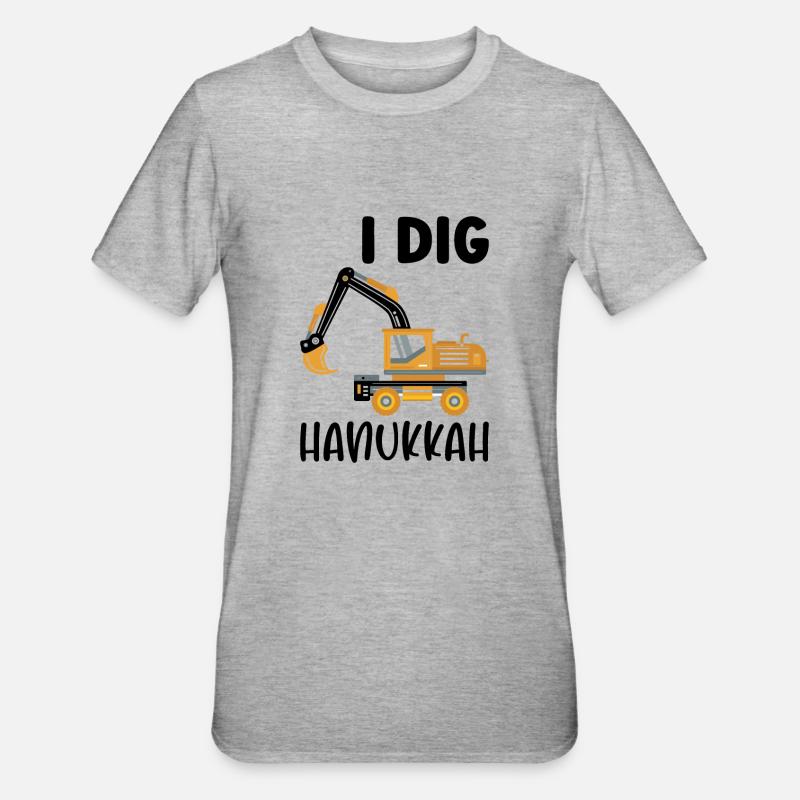 Baggerfahrer Bagger Hanukkah - Unisex Polycotton T-Shirt - Grau meliert
