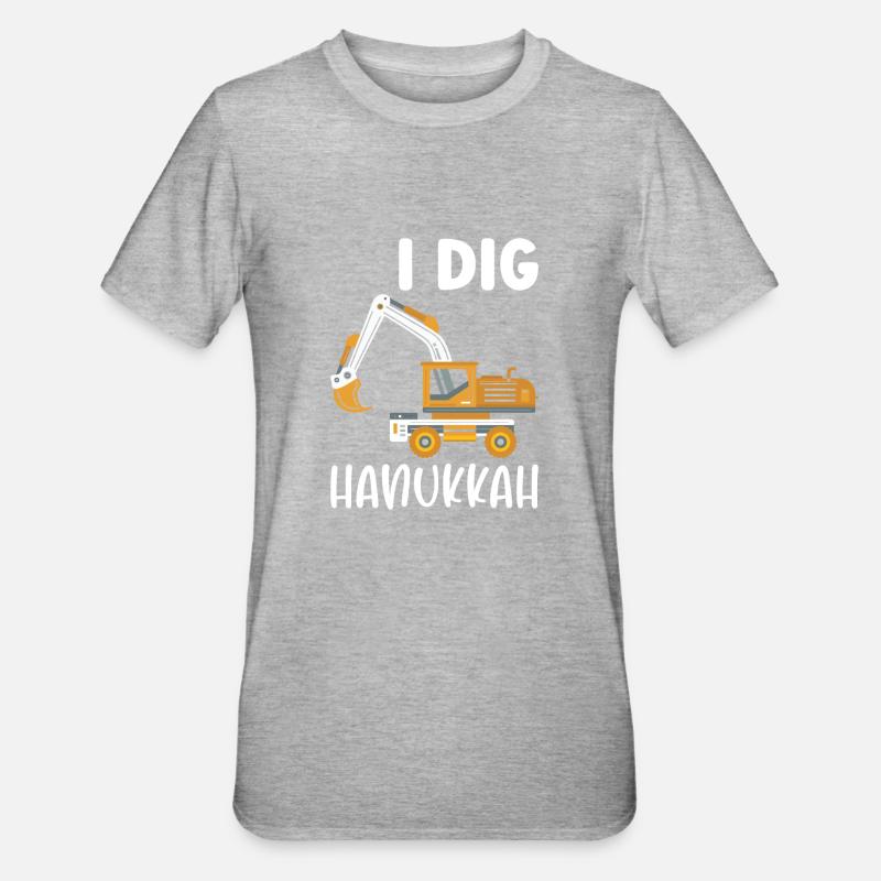 Baggerfahrer Bagger Hanukkah - Unisex Polycotton T-Shirt - Grau meliert