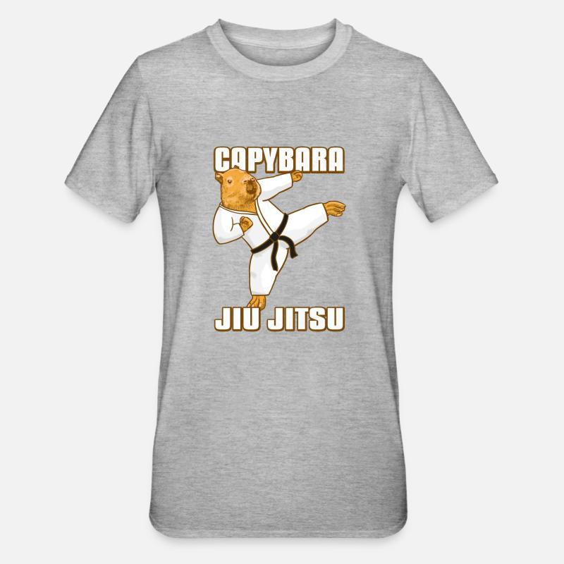Capybara Meme Jiu Jitsu - Unisex Polycotton T-Shirt - heather grey
