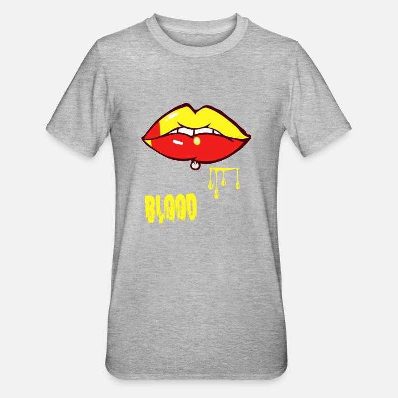 Piercing & Blut - Unisex Polycotton T-Shirt - Grau meliert