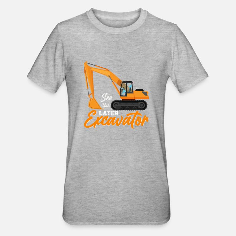 Baggerfahrer Bagger Führerschein Retro Bagger - Unisex Polycotton T-Shirt - Grau meliert