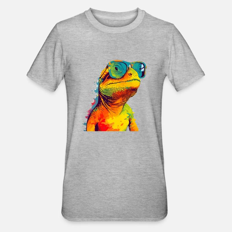 Stein le lézard - T-shirt polycoton Unisexe - gris chiné
