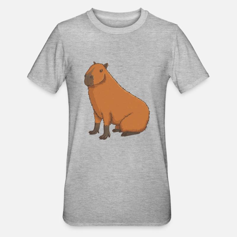 Süßes Capybara - Unisex Polycotton T-Shirt - Grau meliert