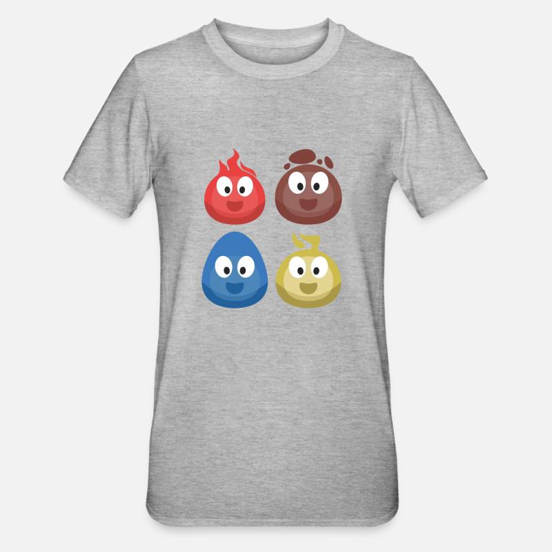 4 Elements (Fire, Earth, Water, Air) (Bubble) - Unisex Polycotton T-Shirt - heather grey