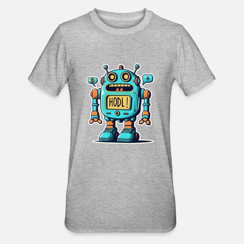 robot bitcoin - T-shirt polycoton Unisexe - gris chiné