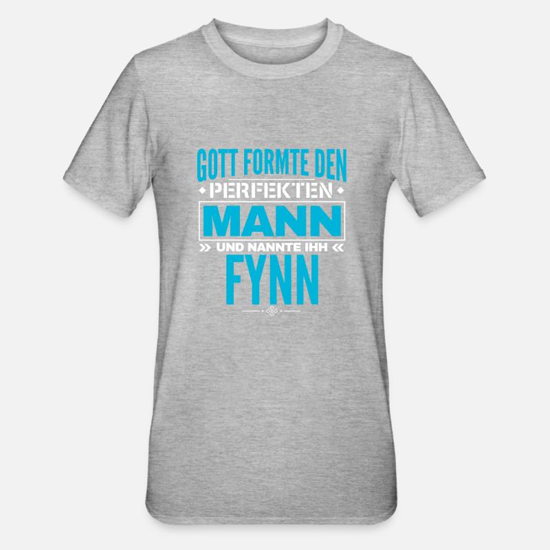 Fynn Name Design - Unisex Polycotton T-Shirt - Grau meliert