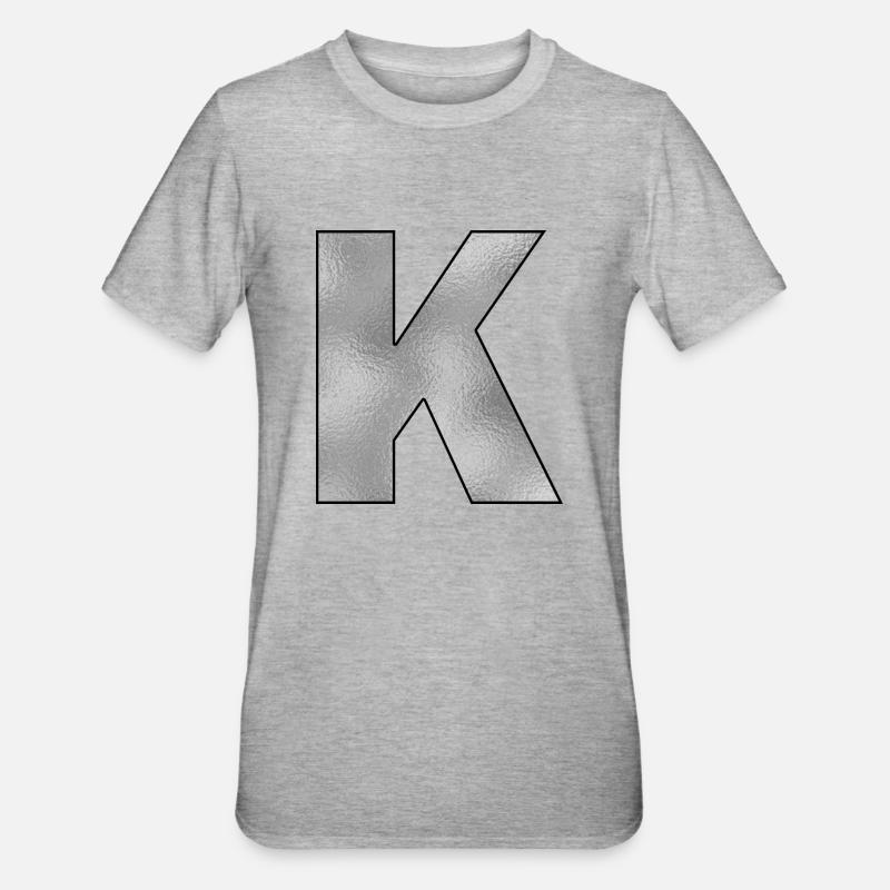Buchstabe K Silber - Unisex Polycotton T-Shirt - Grau meliert