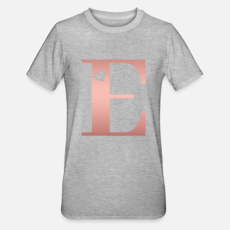 Buchstabe E Roségold - Unisex Polycotton T-Shirt - Grau meliert