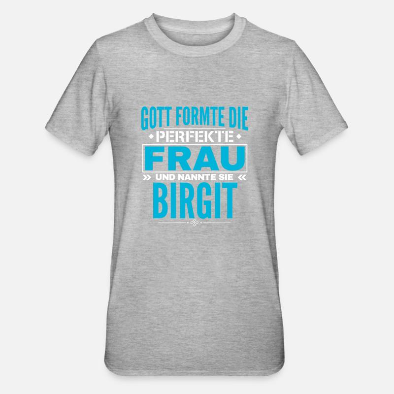 Birgit Name Design - Unisex Polycotton T-Shirt - Grau meliert