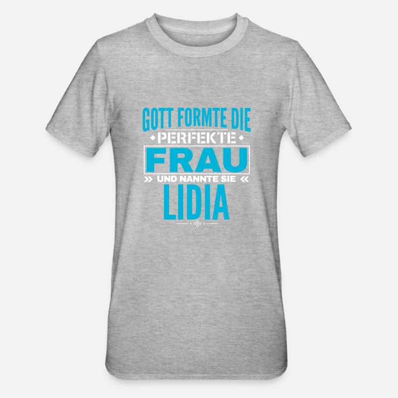 Conception du nom Lidia - T-shirt polycoton Unisexe - gris chiné