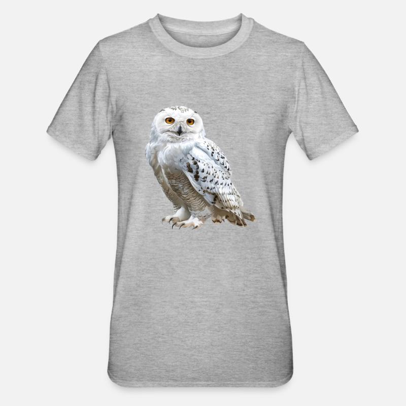 Schnee-Eule - Unisex Polycotton T-Shirt - Grau meliert