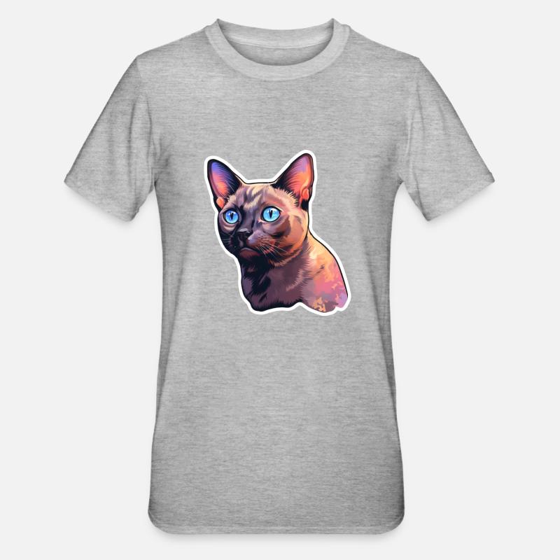 Chat birman - T-shirt polycoton Unisexe - gris chiné