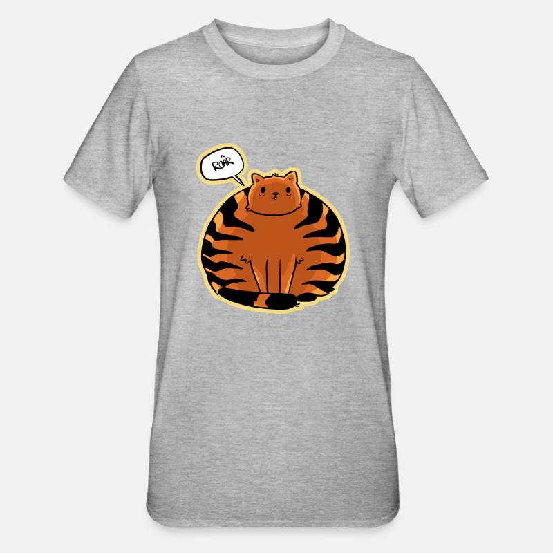 Chat Roar - T-shirt polycoton Unisexe - gris chiné
