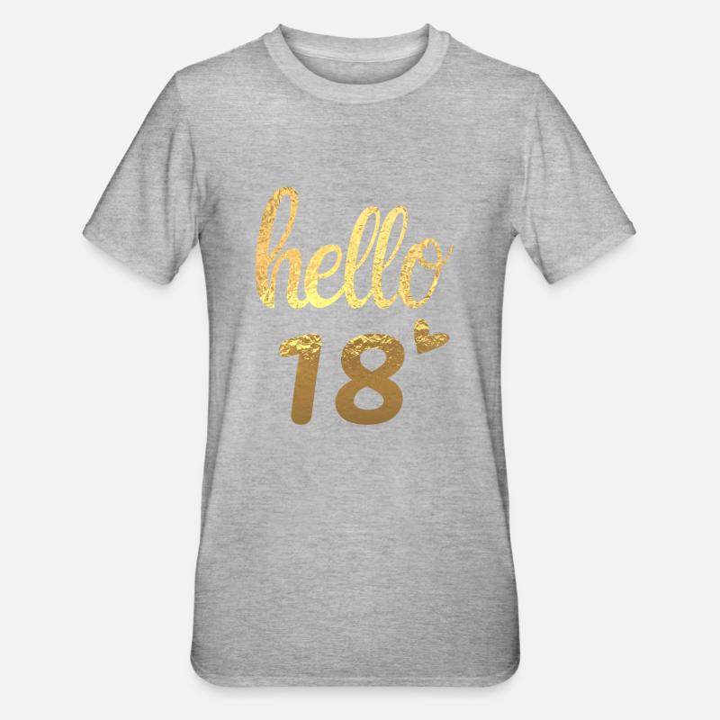 Hello 18 doré - T-shirt polycoton Unisexe - gris chiné