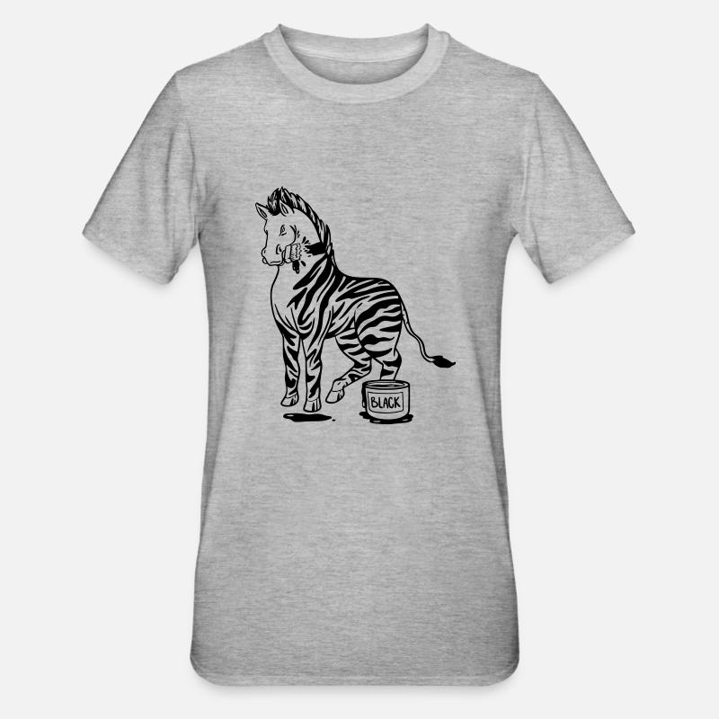 Zebra Schwarze oder Weiße Streifen Lustige Bilder - Unisex Polycotton T-Shirt - Grau meliert