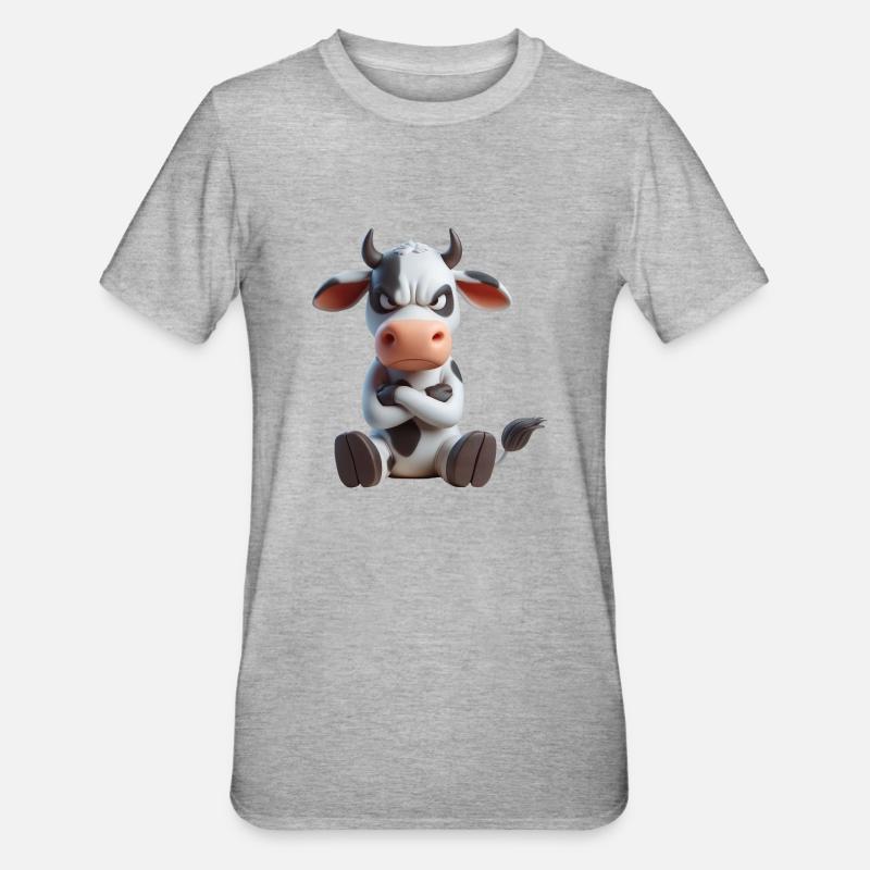 Kuh grimmig 2 - Unisex Polycotton T-Shirt - Grau meliert