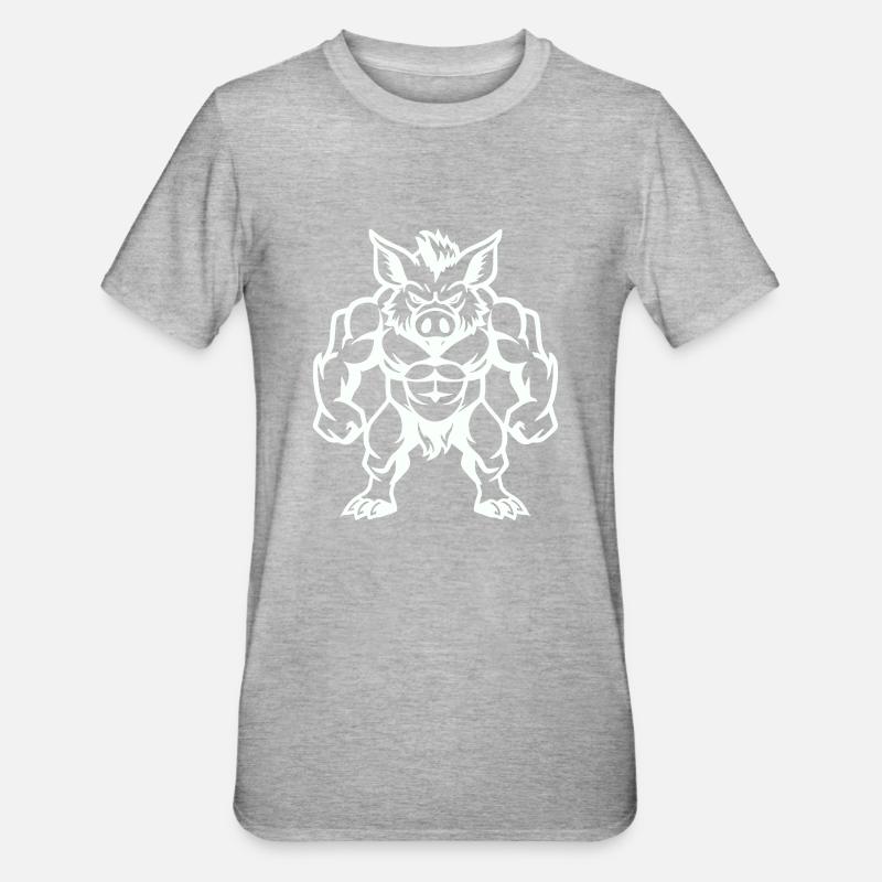 Wild Boar Comic - Unisex Polycotton T-Shirt - heather grey