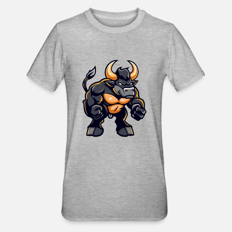 Stier Comic - Unisex Polycotton T-Shirt - Grau meliert