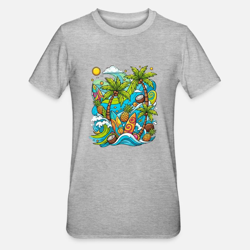 Modèle de vacances tropicales - T-shirt polycoton Unisexe - gris chiné