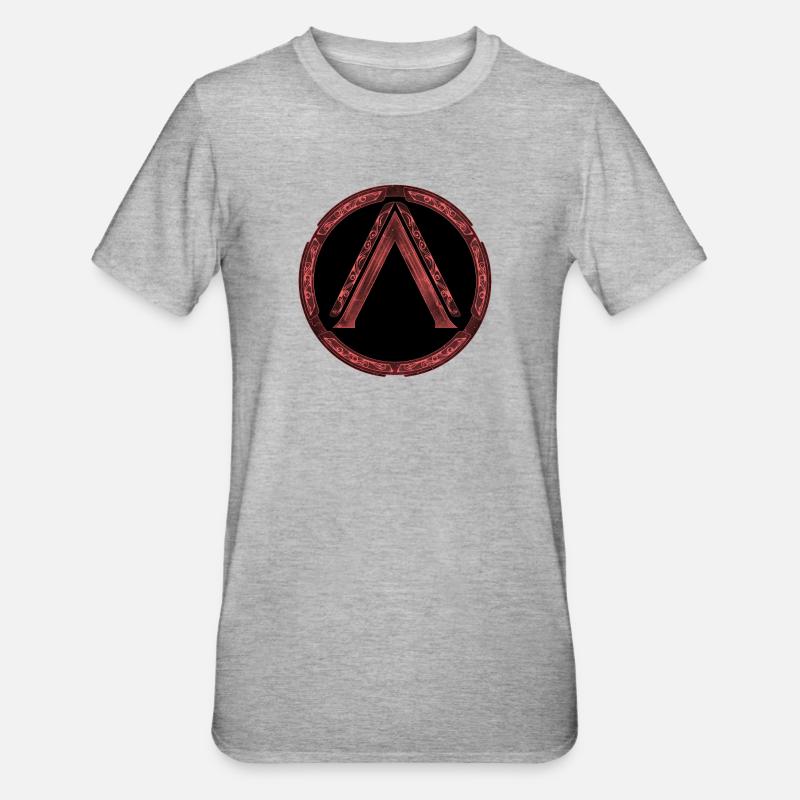 Sparta Lambda Symbol Rot - Unisex Polycotton T-Shirt - Grau meliert