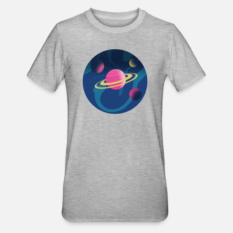 Planètes dans l’espace - T-shirt polycoton Unisexe - gris chiné