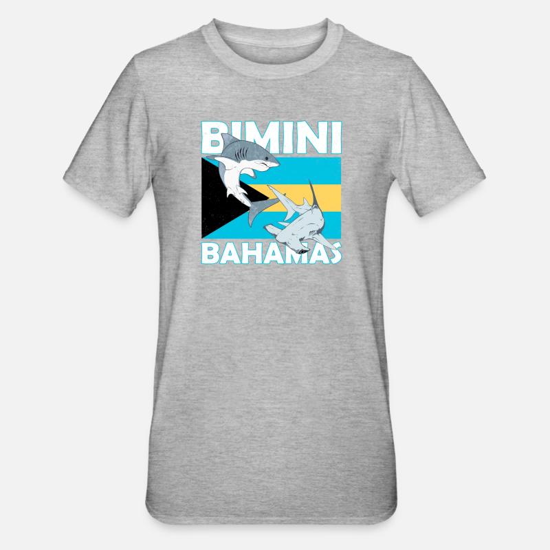 Drapeau des Bahamas Bimini - T-shirt polycoton Unisexe - gris chiné