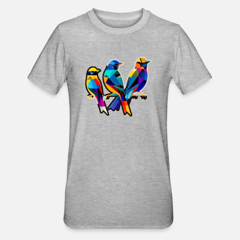 Trois petits oiseaux - T-shirt polycoton Unisexe - gris chiné