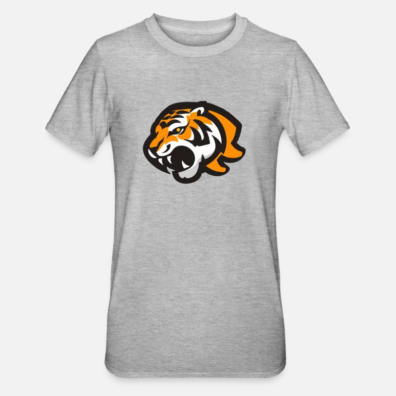 Brüllender Tiger - Unisex Polycotton T-Shirt - Grau meliert