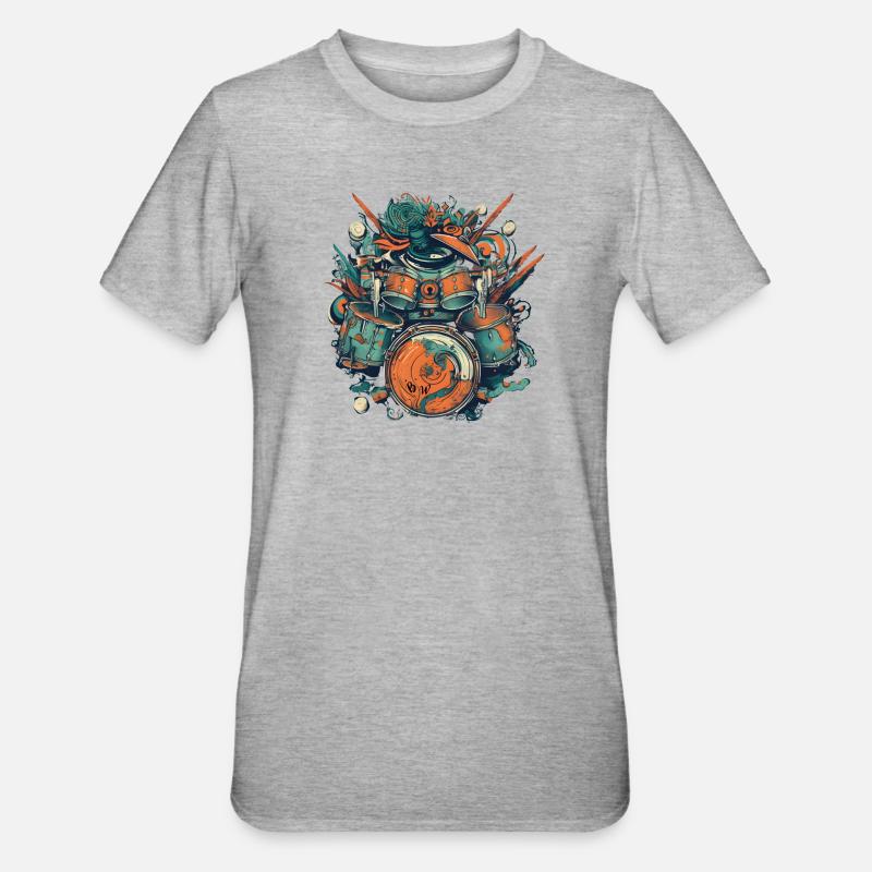 Drums big - Unisex Polycotton T-Shirt - Grau meliert