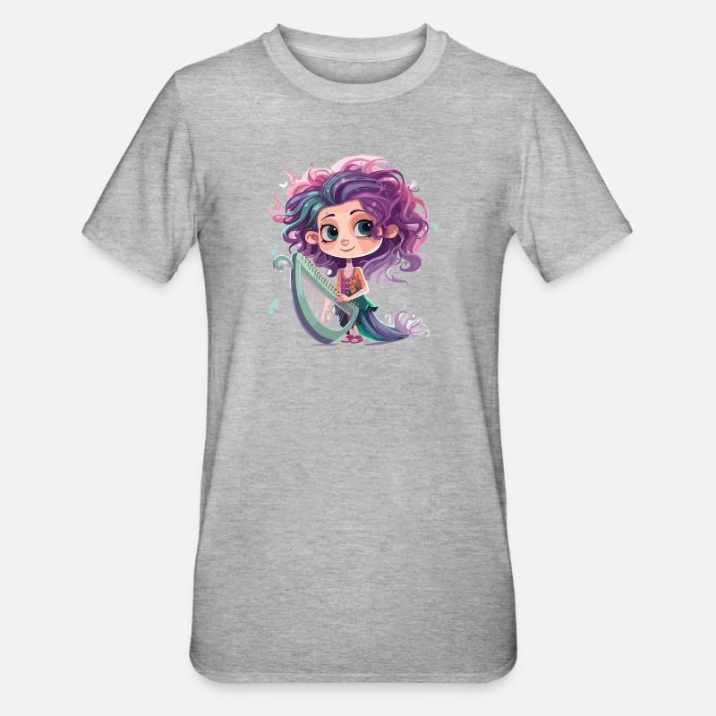 Harfen Fee - Unisex Polycotton T-Shirt - Grau meliert