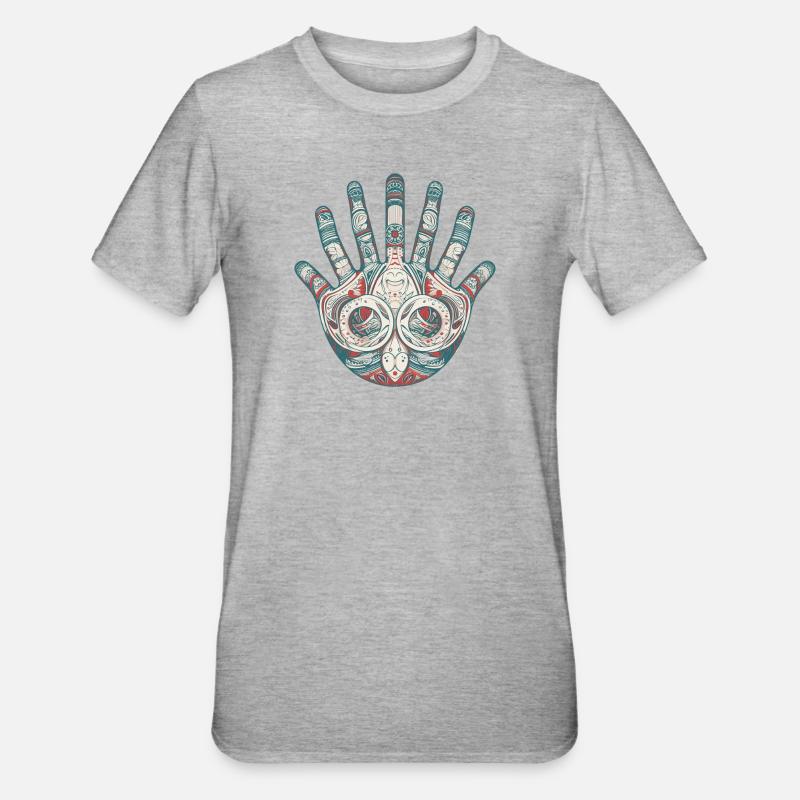 Hand Finger - Unisex Polycotton T-Shirt - Grau meliert