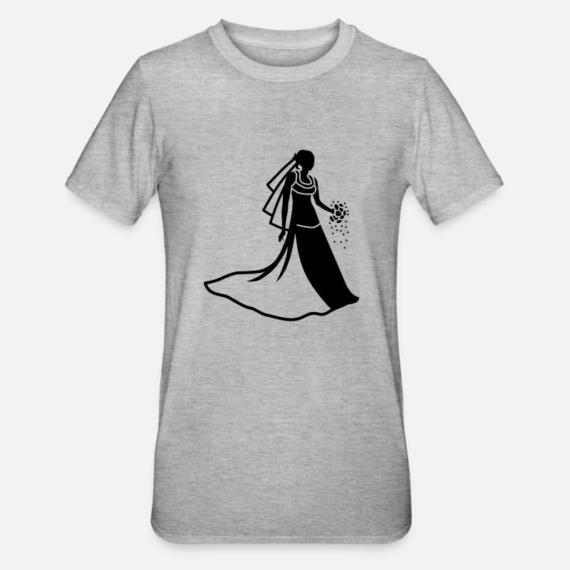 Braut Motiv 1c - Unisex Polycotton T-Shirt - Grau meliert