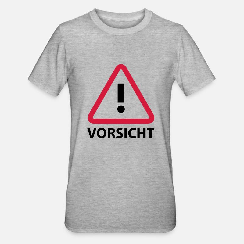 Vorsicht - Unisex Polycotton T-Shirt - Grau meliert