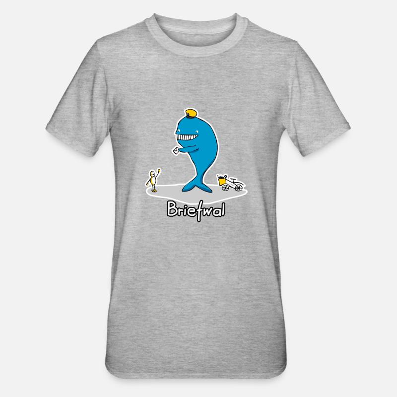 Briefwal - Unisex Polycotton T-Shirt - Grau meliert