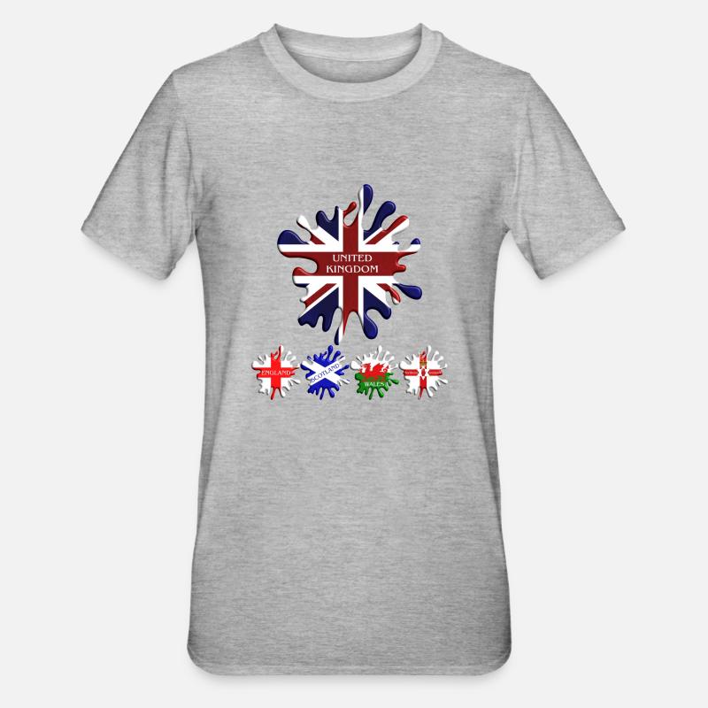 Drapeaux du Royaume-Uni - T-shirt polycoton Unisexe - gris chiné