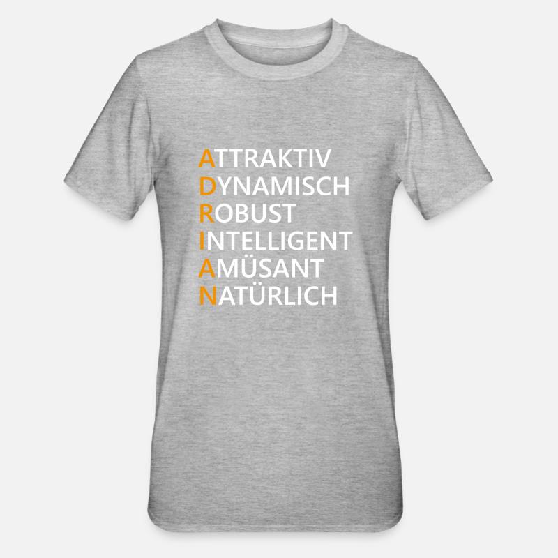 Name Adrian Geschenk - Unisex Polycotton T-Shirt - Grau meliert