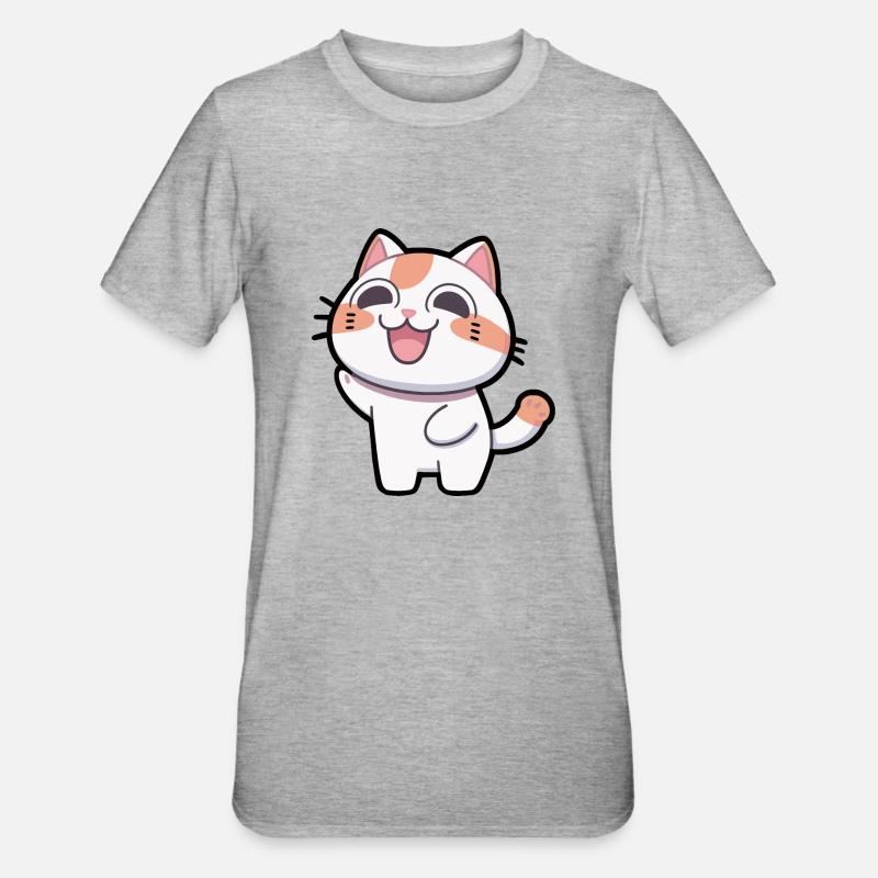 glad katt - Unisex Polycotton T-skjorte - gråmelert
