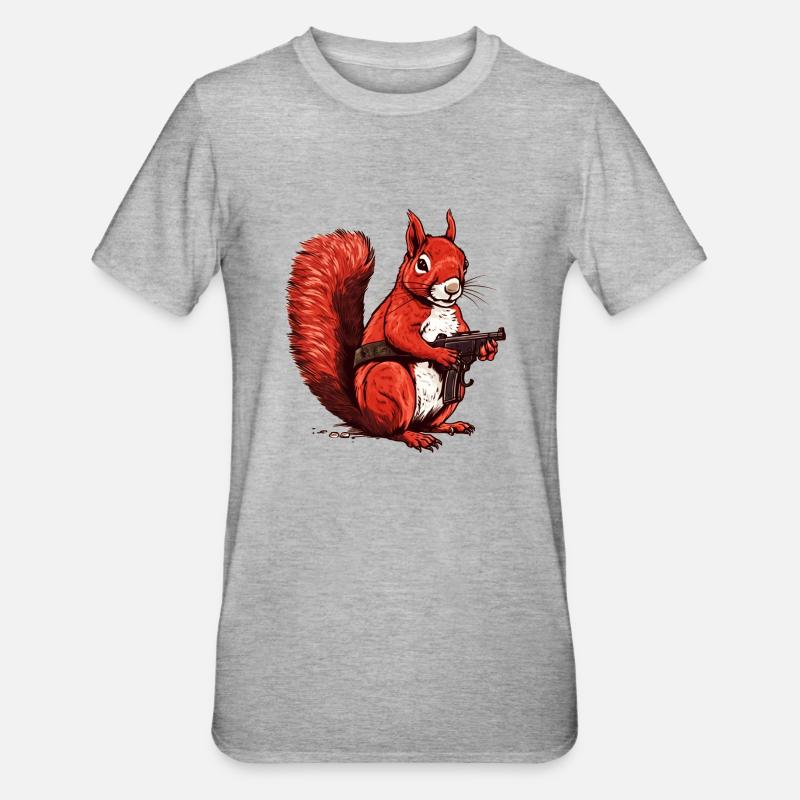 Wehrhaftes süßes Eichhörnchen beweist Mut - Unisex Polycotton T-Shirt - Grau meliert