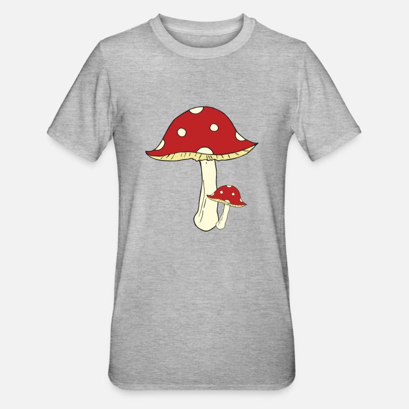 Toadstool big and small - Unisex Polycotton T-Shirt - heather grey
