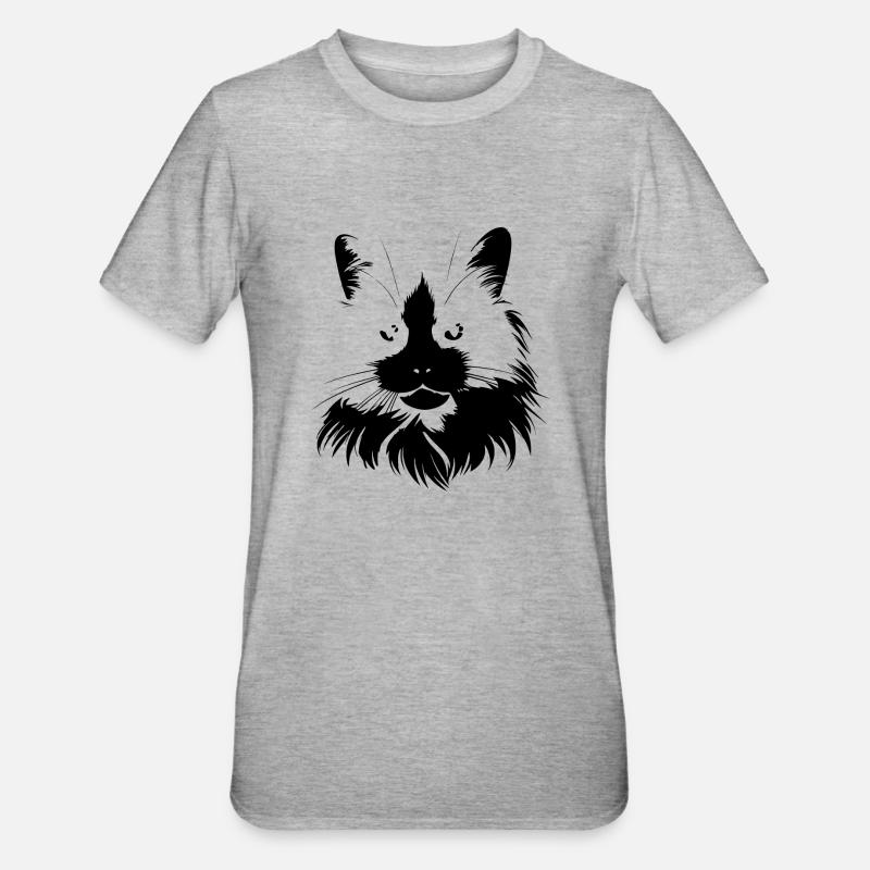 Chat, Motif De Chat - T-shirt polycoton Unisexe - gris chiné