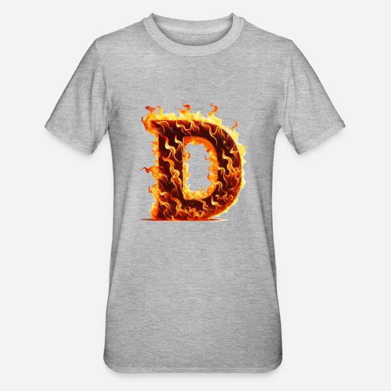 D Lettre Feu - T-shirt polycoton Unisexe - gris chiné