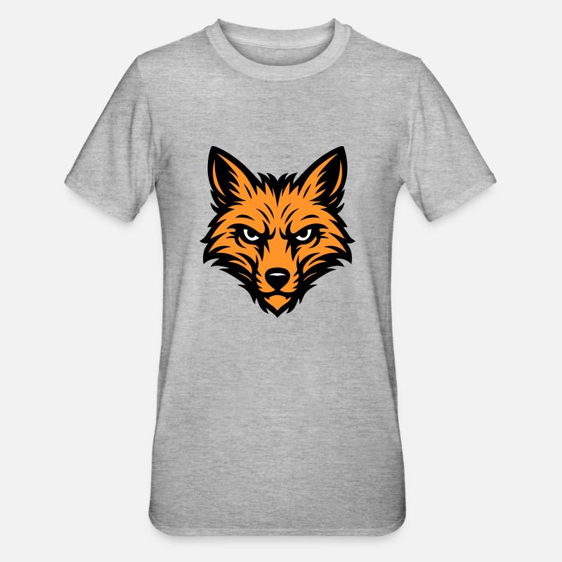 Fuchs Kopf Tier - Unisex Polycotton T-Shirt - Grau meliert