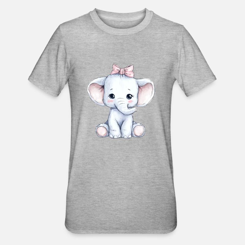 Mignon bébé éléphant - T-shirt polycoton Unisexe - gris chiné