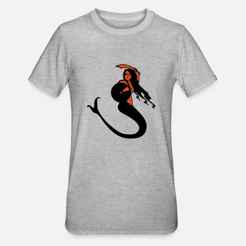 dessin polonais sirène de varsovie Pologne - T-shirt polycoton Unisexe - gris chiné
