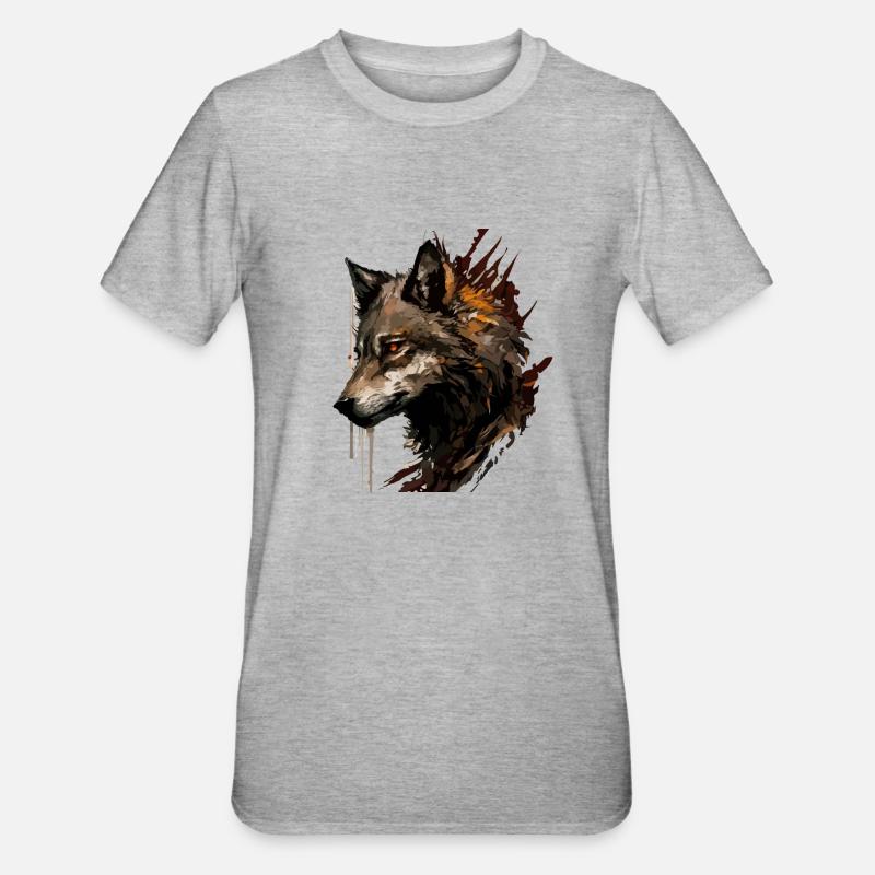 Der Wolf - Unisex Polycotton T-Shirt - Grau meliert