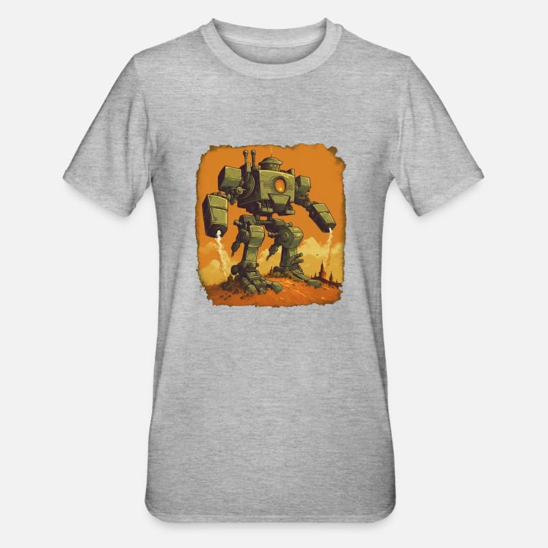 Battle Bot - T-shirt polycoton Unisexe - gris chiné