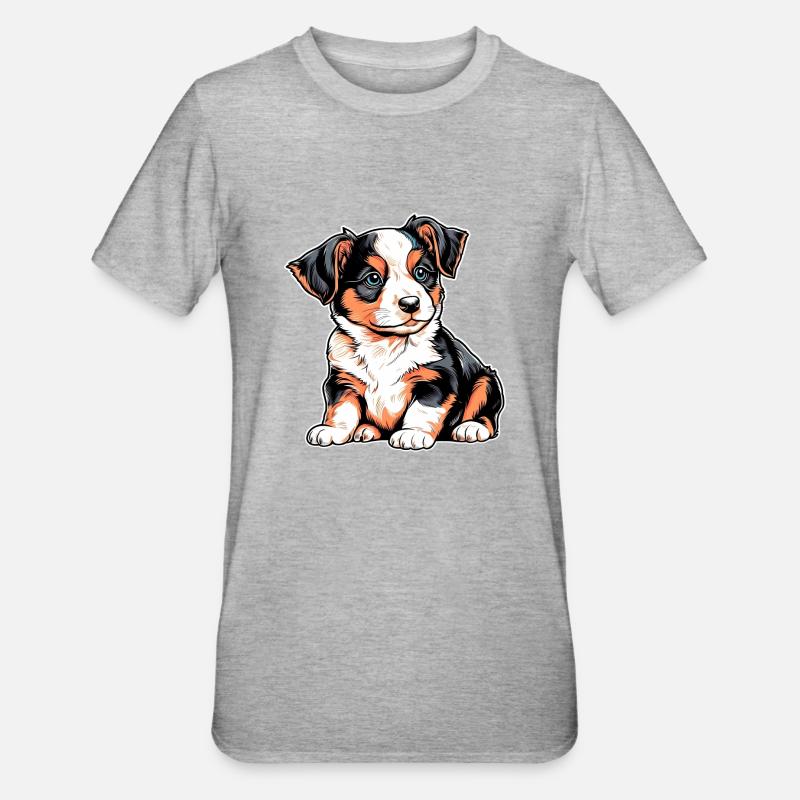 Chiot mignon - T-shirt polycoton Unisexe - gris chiné