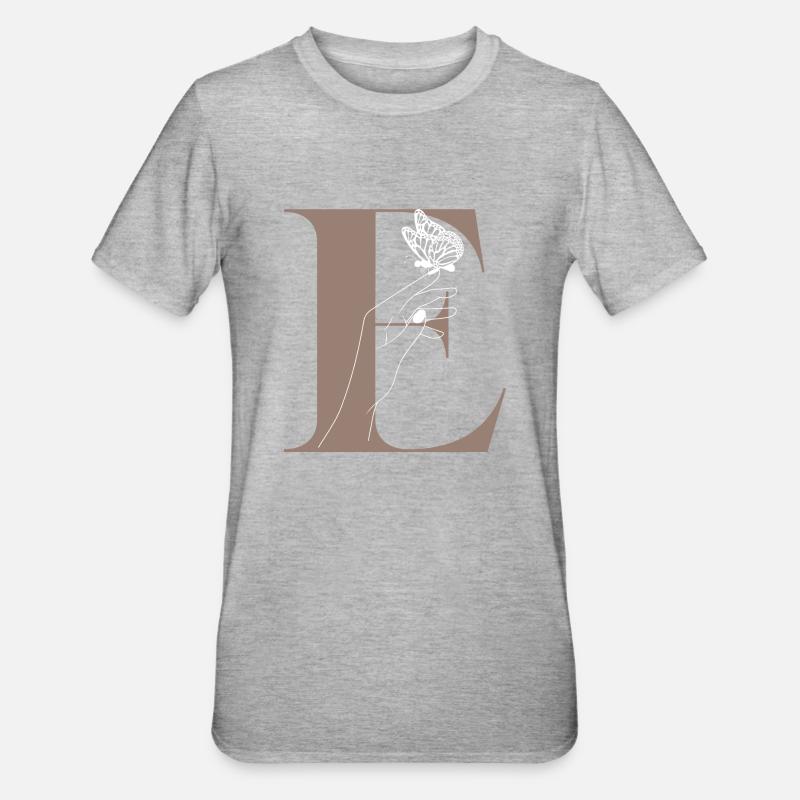 Letter E Magic Butterfly - Unisex Polycotton T-Shirt - heather grey