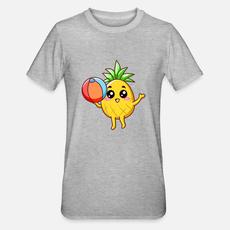 Sommer Ananas - Unisex Polycotton T-Shirt - Grau meliert