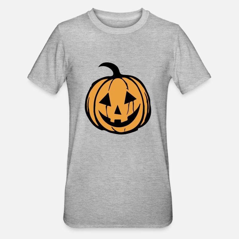 Visage de citrouille - T-shirt polycoton Unisexe - gris chiné